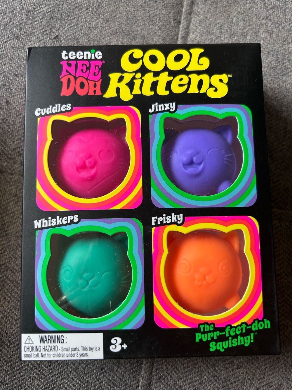 Teenie NeeDoh Cool Kittens Squishy Toy Set - Pink, Purple, Teal, Orange